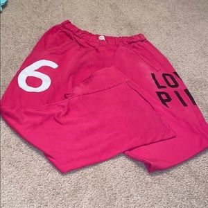 Pink boyfriend sweats, older style